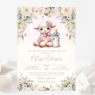 Convites Chuva Floral de Bebê Recém-Nascido Cordeiro Baby S