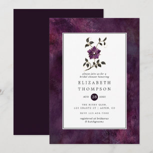 Convites Chuva Floral de Veludo Roxo Fundo Nupcial