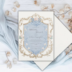 Convites Chuva Floral Elegante Moldura Dourada Chá de Noiva