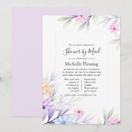 Convites Chuva Floral em Aquarela Pastel pelo Correio