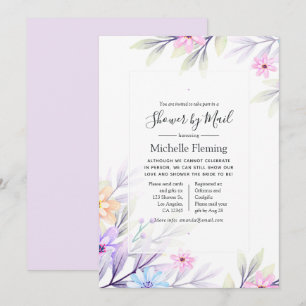 Convites Chuva Floral em Aquarela Pastel pelo Correio