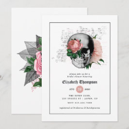 Convites Chuva Floral Gótica Esqueleto Chá de Noiva