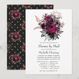 Convites Chuva Floral Marsala e Rosa Dourado por Correio