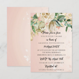 Convites Chuva Floral Rosa Claro Min para Noiva