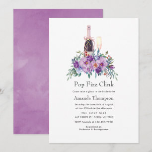 Convites Chuva Floral Roxa Espumante Bridal Shower