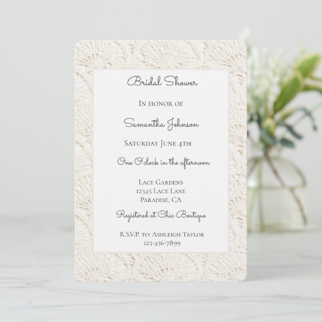Convites Chuva Nupcial de Renda Falsa Branco Creme   (Em pé/Frente)