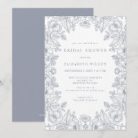 Chuva Nupcial Floral Toile Chinoiserie Azul