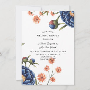Convites Chuva Nupcial Naval e Laranja Queimada Floral