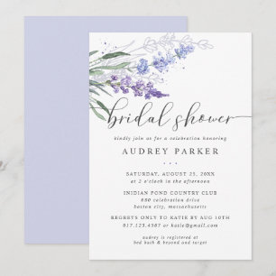 Convites Chuva Romântica de Lavanda Floral Aquarela Nupcial