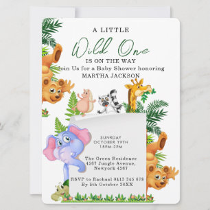 Convites Chuva Tropical de Animais de Safari Menino Baby Sh