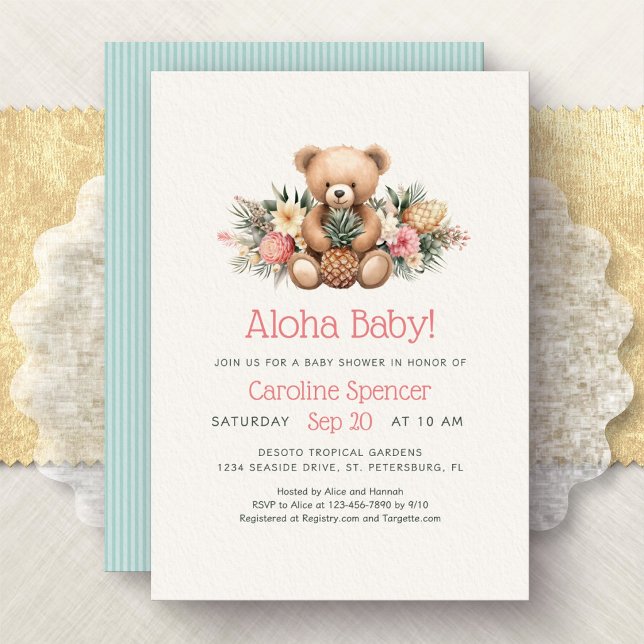 Convites Chuva Tropical de Bebê Aloha (Criador carregado)