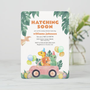 Convites Chuva Tropical de Dinossauros Baby Shower
