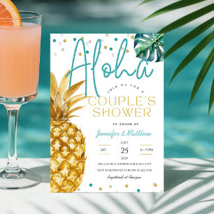 Convites Chuva Tropical de Verão na Praia Aloha para Casais