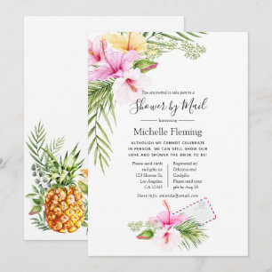 Convites Chuva Tropical Floral de Casamento ou Chá de Bebê