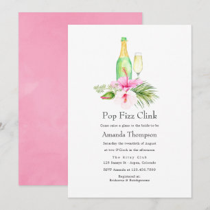 Convites Chuva Tropical Floral de Praia Pop Fizz Clink Chás