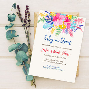 Convites Chuva Tropical Floresta Selvagem baby shower