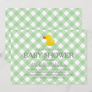 Convites Chuva Verde de Borracha Pato de Bebê