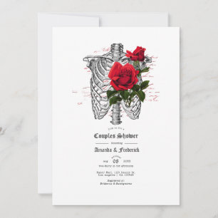 Convites Chuva Vermelha e Preta Floral Caveira Gótica para 