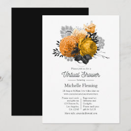 Convites Chuva Virtual Floral de Halloween Vintage