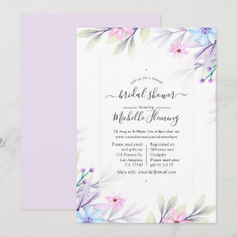 Convites Chuva Virtual Floral em Aquarela Pastel