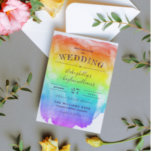 Convites Chuvarada Aquarela Casamento Gay