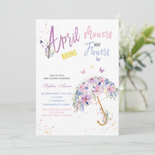 Convites Chuvas de Abril Flores de Maio (Em pé/Frente)