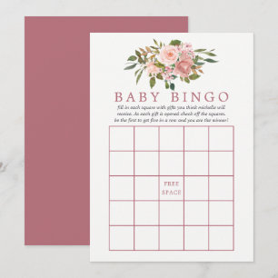 Convites Chuveirinho de Bebê Bingo de Bebê Rosa Floral e Do