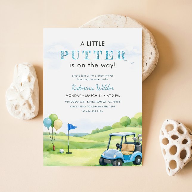 Convites Chuveirinho de Bebê de Golfe Elegante Littler Putt (Criador carregado)