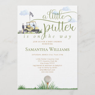 Convites Chuveirinho de Bebê Golfe Little Putter Moderno Ve