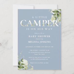 Convites Chuveirinho de Bebê Little Camper Azul Poeirento c