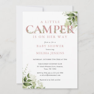 Convites Chuveirinho de Bebê Little Camper Dusty Rose Green