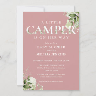 Convites Chuveirinho de Bebê Little Camper Rosa Poeirento F