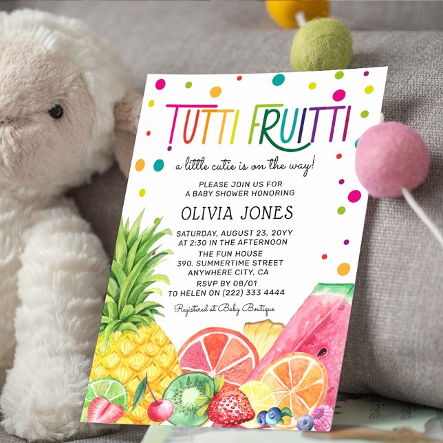 Convites Chuveirinho de Bebê Tutti Fruitti de Frutas de Ver (Criador carregado)