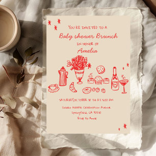 Convites Chuveirinho de desenhos Baby Brunch Baby Shower Me