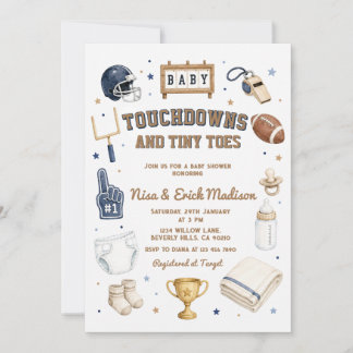 Convites Chuveirinho de Roupinhas Touchdown Tiny Toes Casal