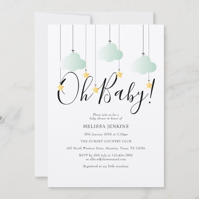 Convites Chuveirinho Rústico Oh Bebê Aniversário do Bebê (Frente)