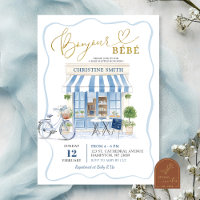 Chuveiro de Bebê Azul Francês Café Parisiense Coqu