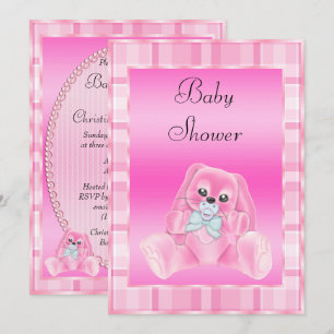 Convites Chuveiro de Bebê Coelhinho de Orelhas Caídas Rosa