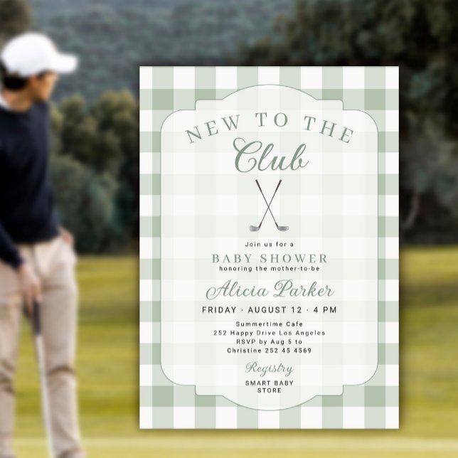Convites Chuveiro de bebê de golfe novo no clube xadrez ver (Criador carregado)