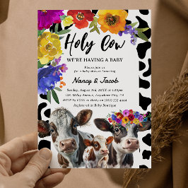 Convites Chuveiro de Bebê do Casal 'Vaca Sagrada' Floral Fo