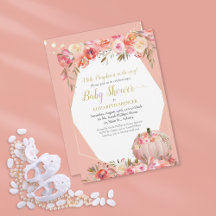 Chuveiro de Bebê Elegante Abóbora Dourado Rosa