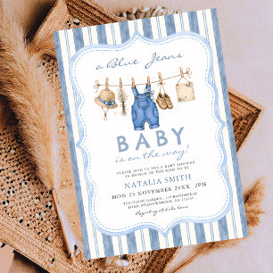 Convites Chuveiro de Bebê em Denim Blue Jean Baby