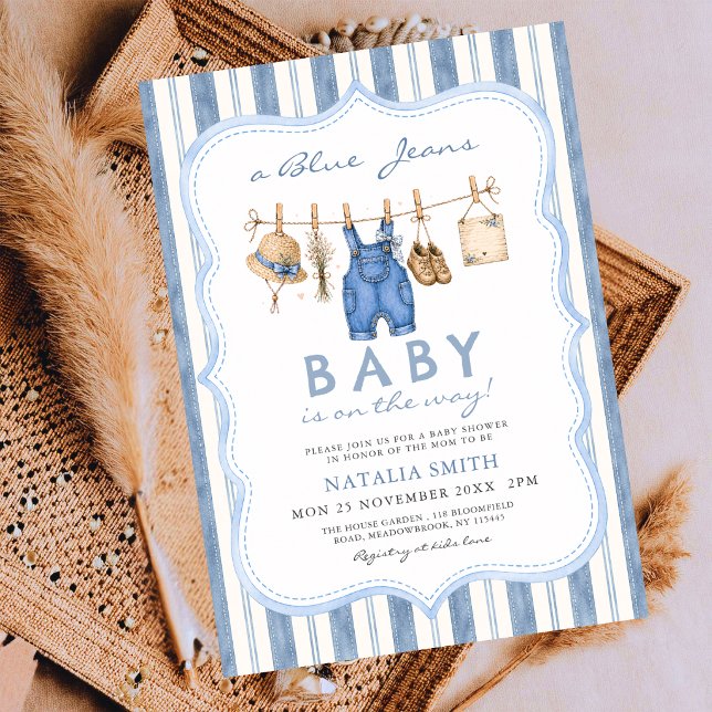 Convites Chuveiro de Bebê em Denim Blue Jean Baby (Criador carregado)