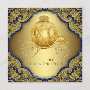 Convites Chuveiro de Bebê Fancy Royal Blue Dourado Brilhant