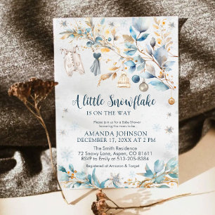 Convites Chuveiro de Bebê Floco de Neve de Inverno Pequeno 