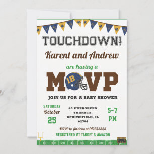 Convites Chuveiro de Bebê Futebol Touchdown Pessoal 