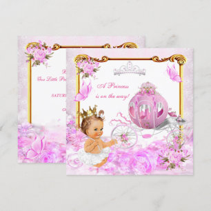 Convites Chuveiro de Bebê Menina Princesa Carruagem Rosa Ti