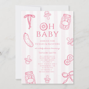 Convites Chuveiro de Bebê Menina Rosa Pickles & Pacifiers