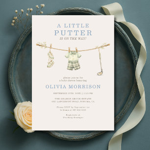 Convites Chuveiro de Bebê Menino Little Putter Golfe Roupas