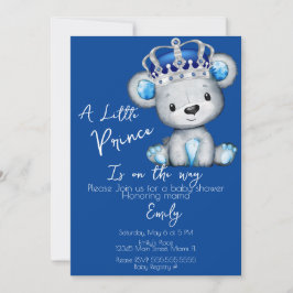 Convites Chuveiro de Bebê Menino Urso Azul Real Fofo